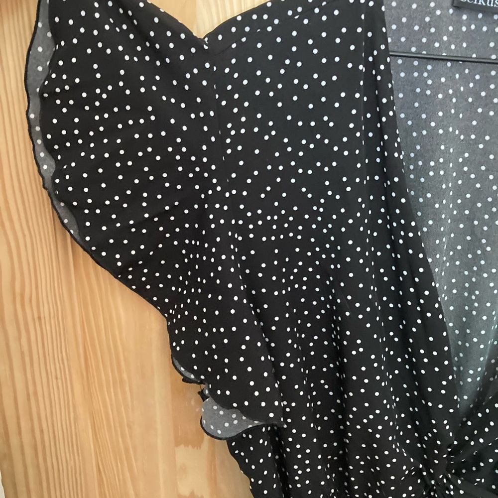 Ruffle Short Sleeve Midi Dress Polka Dot with pockets - Picture 12 of 15